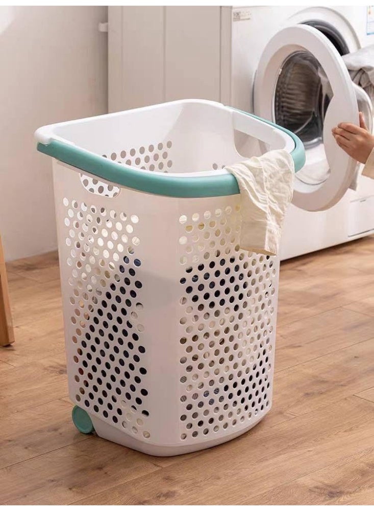 خورشيد بلاست سبت غسيل سولى 70 لتر بغطاء وعجلات من خورشيد بلاستك ولون ابيض 01204821 - Image 1